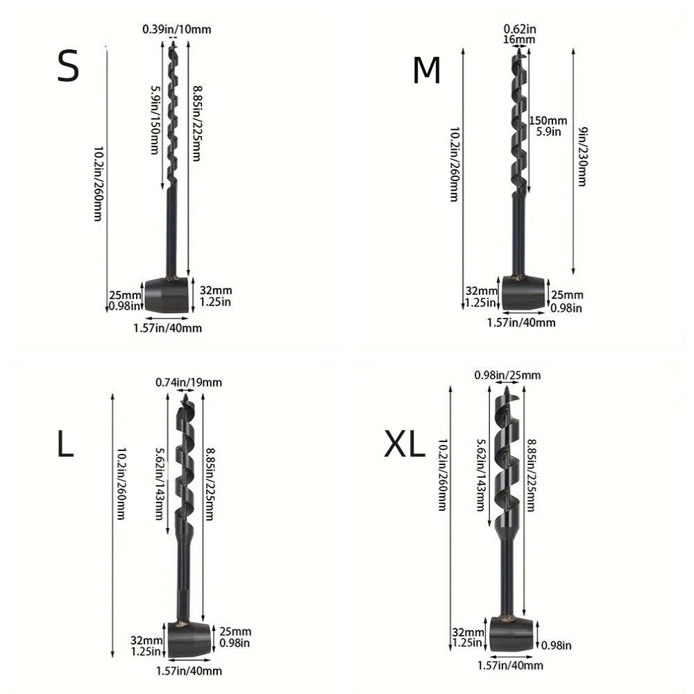Set Extra Long Extension Spiral Auger Drill Bits Carbon Steel Hole Opener Hard Soft Plastic