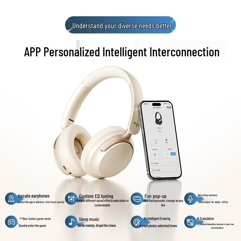 aigo WE500 ANC AI Translation Wireless Headphones