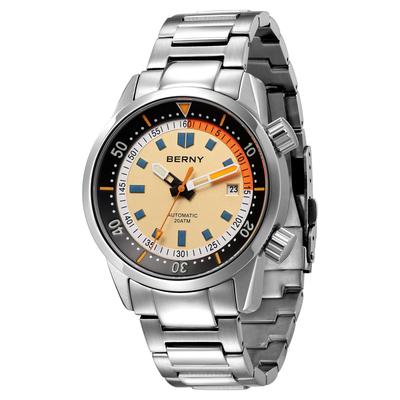 BERNY Watch Automatic Watch Diving Watch Automatic Mechanical Watch 20ATM Waterproof Sapphire Glass Super Luminous Watch Diver's Men's Men's Diver's