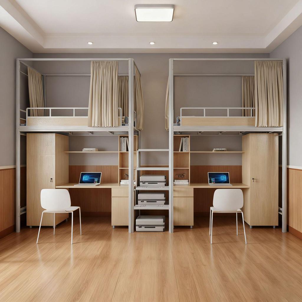 Compact Loft Bed with Desk and Cabinet for Dorms or Small Apartments