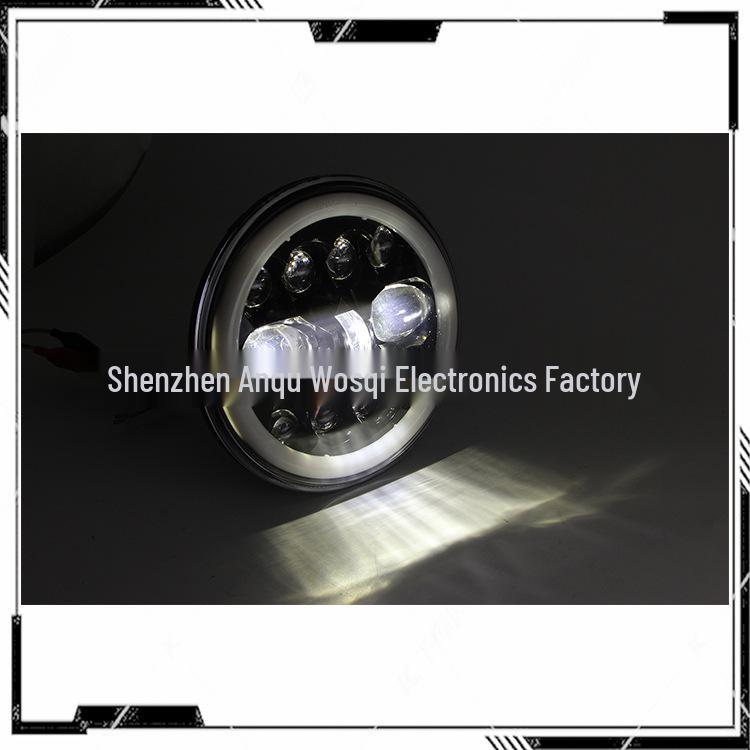 7" LED Headlight 40W for Jeep/Harley, Full Circle with Angel Daytime Running Light, High/Low Beam