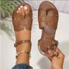 Fashion 2025 Open Toe Women's Sandals Summer Beach Sandals  Elastic Band Flat with Plus Size Shoes Female