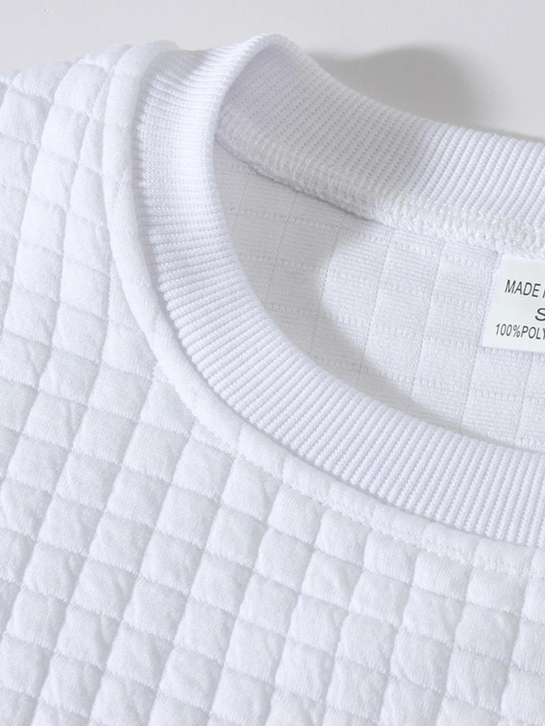 Мужская приталенная клетчатая толстовка – Круглый вырез, Длинный рукав, Однотонная – Осенне-зимняя коллекция