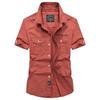 Summer Men's Short-sleeved Shirt Washed Cotton Military Loose Outdoor Tooling Shirt