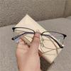 New Retro Men's Simple Wear Metal Flat Mirror Fashion Anti-blue Square Glasses Frame with Degree Frame.