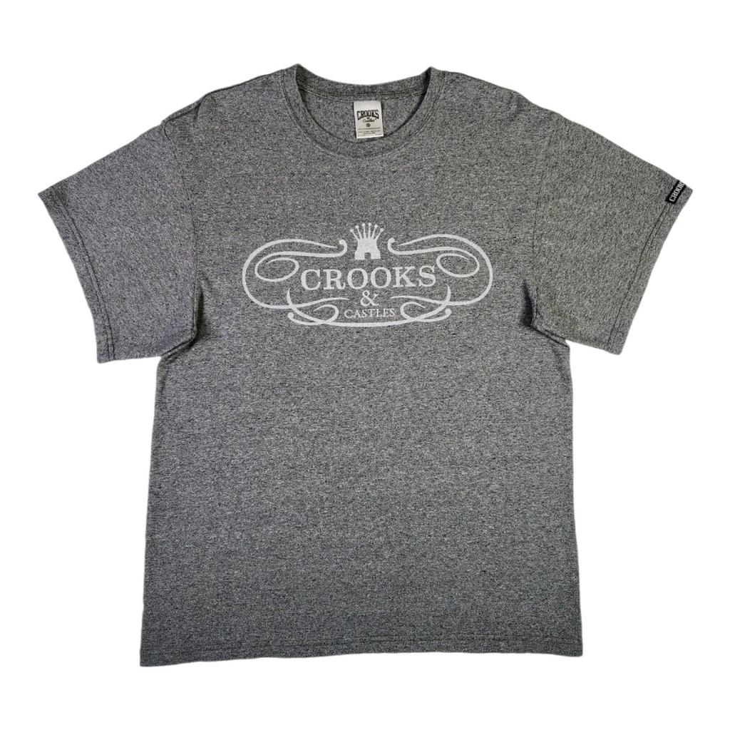 Vintage Crooks & Castles T-shirt Small Gray Y2K Streetwear Crew Neck Tee
