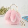 Plush Crossbody Bag Handheld Princess Bag Imitation Fur Bag Female Chain Bag Hundred with Cute Rabbit Ears Package