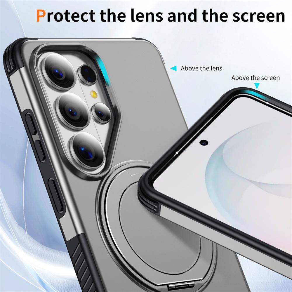 Shockproof Armor Rotating Magnetic Stand Phone Case For Samsung S26 S25 S24 S23 Ultra 5G Non-Slip Bumper Protection Back Cover
