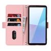 For Sony Xperia 10 VI Stand Case Cross Texture PU Leather Wallet Phone Cover with Shoulder Strap/Makeup Mirror