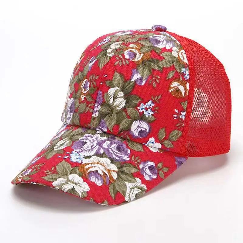 Fashion Women's Summer Cap Floral Print Trucker Hat Outdoor Streetwear Cap Female Baseball Cap With Flowers And Plants Design