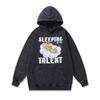 American Retro Hooded Sweater Men And Women Couple Butterfly Print Washed Old Hip Hop Jumper Hoodie