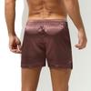 Мужские атласные шорты с эластичным поясом и боковыми разрезами, шелковистые трусы-боксеры, одежда для сна
