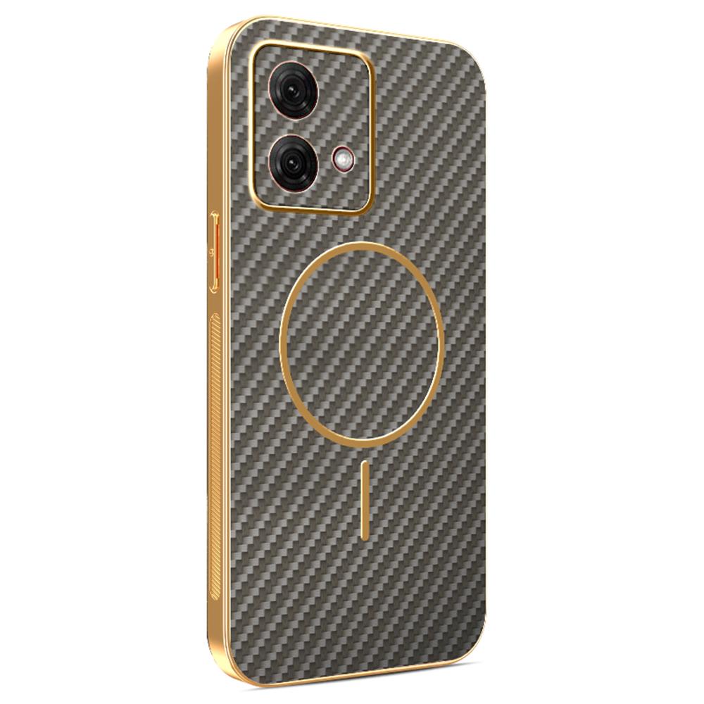 For Motorola Moto G84 5G Phone Case Carbon Fiber Textured Electroplated TPU Back Cover