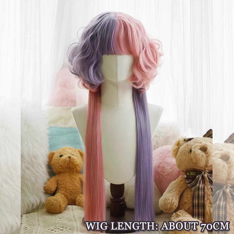 WTB синтетический парик женский таро фиолетовый заклинание розовые вьющиеся волосы милый Лолита многослойный цветной вьющийся парик для косплея вечеринки
