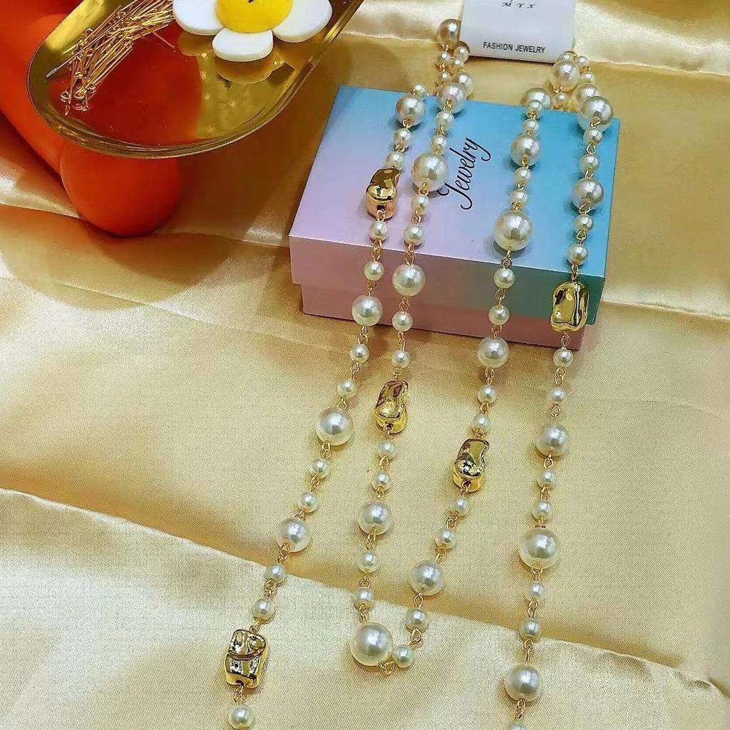 NK-275 Многослойное ожерелье из стеклянного жемчуга - Любовь, Цветок сливы, Геометрический дизайн