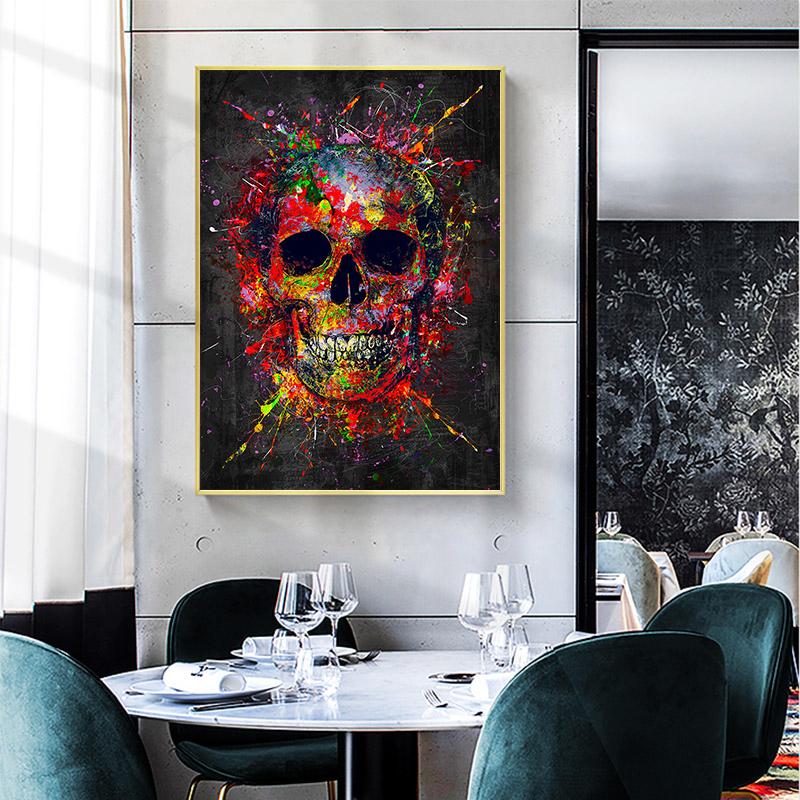 Абстрактные Красочные Поп-Арт Террор Скелет Плакат и Эстамп Уличные Граффити Искусство Картина Маслом Стена
