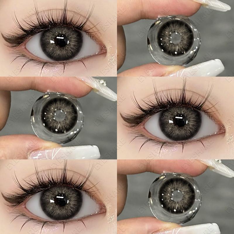 EYESHARE 1 Pair Colorful Contact Lenses 0.00~ -6.00 Myopia Prescription Brown Natural Lenses Yearly Beauty Pupils