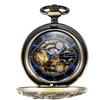 TREEWETO Механические карманные часы со скелетоном и цепочкой, ручной завод, двусторонняя крышка, кружево с драконом