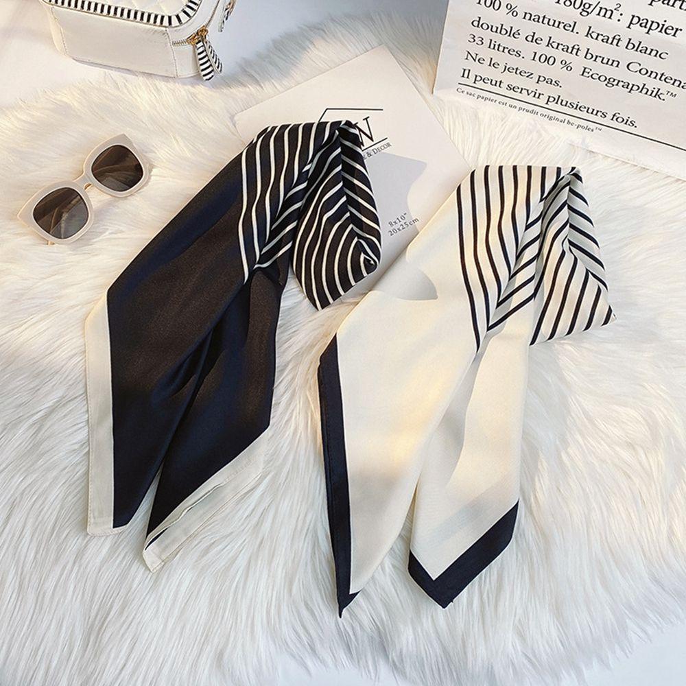 Accessories Bag Decoration Wraps Striped Korean Style Scarves Printed Scarf Silk Scarf Female Shawl