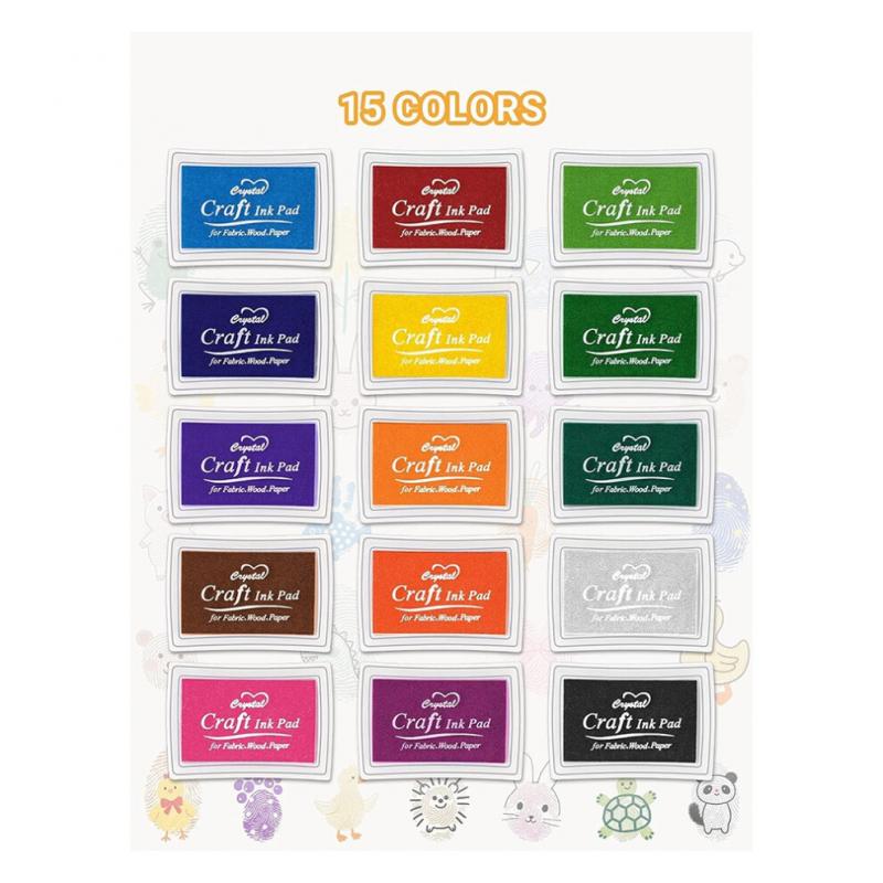 15-цветный набор штемпельных подушечек для детей и взрослых – идеально подходит для DIY-проектов на бумаге, дереве и ткани