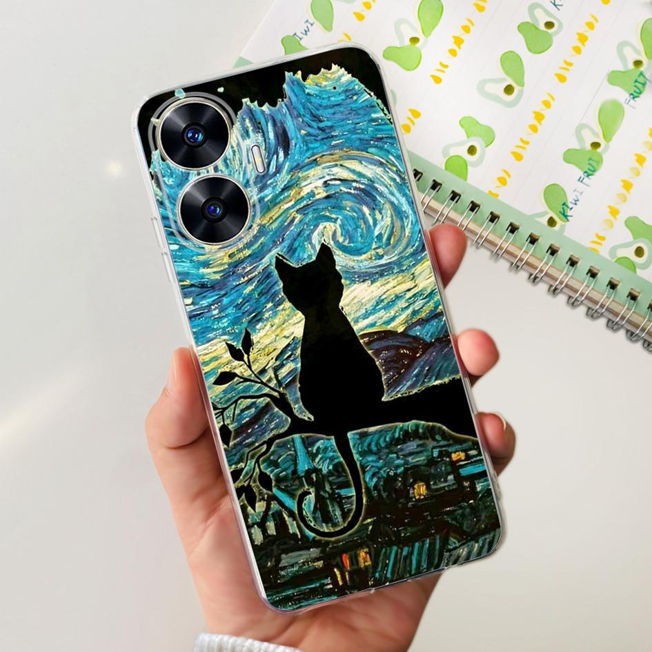 Чехол для Realme C55 RMX3710 Прозрачная крышка Модные узоры Мягкие силиконовые чехлы для телефона Для Realme C55 4G C 55 RealmeC55 Fundas