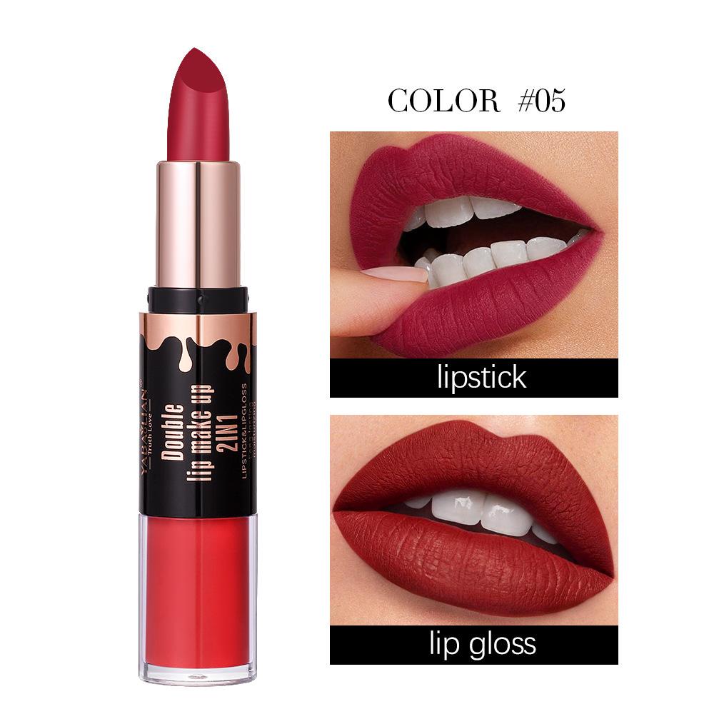 Двухкомпонентная матовая помада для губ с антипригарным покрытием Cup Velvet Mist Lip Glaze 2-в-1 водостойкий стойкий увлажняющий блеск для губ