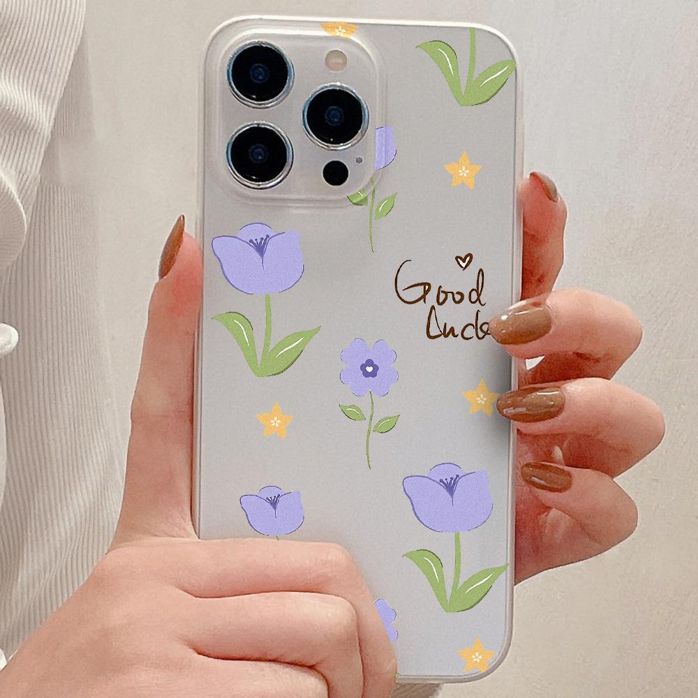 Чехлы для мобильных телефонов iPhone 11 13 15 Pro Max 12 14 Pro Max Чехол для iPhone 16 15 Plus 13 Pro 12 Матовая текстура с рисунком в виде мультяшных цветов