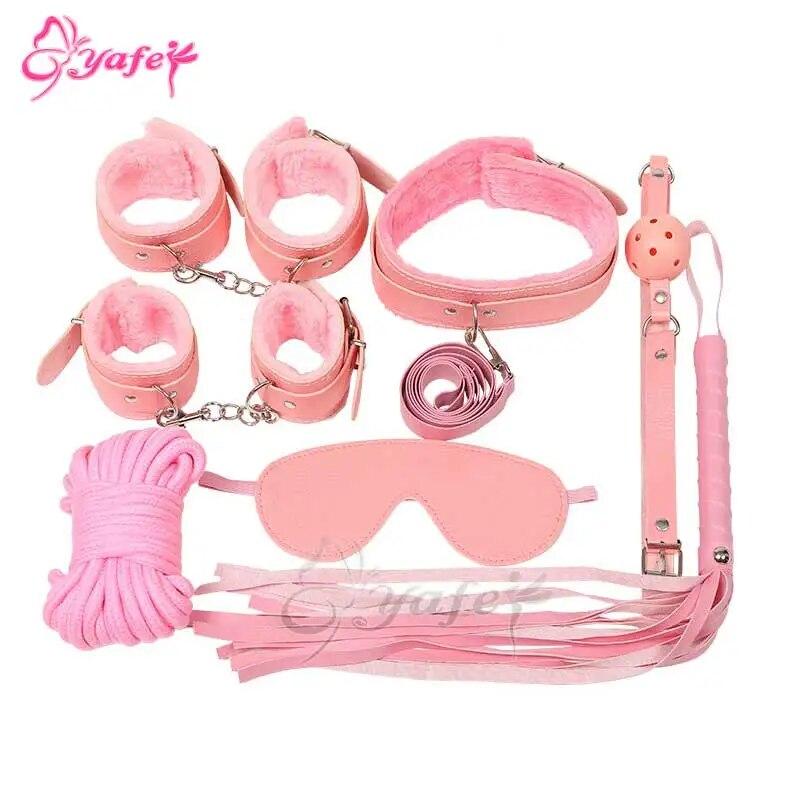 7 шт./компл., секс-кожа, БДСМ, бондаж, комплект, ограничители для кровати, SM, раб, фетиш, наручники, секс-игрушки для пар, сексуальные эротические игрушки, секс-инструменты