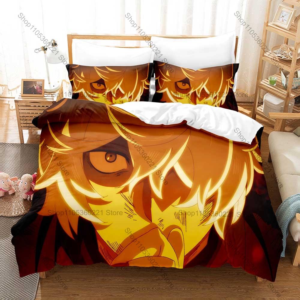 Japanese Kpop Hell’s Paradise Bedding Set 3 Pieces Printed Duvet Cover with Pillowcases Breathable Bed Linen Home Decor
