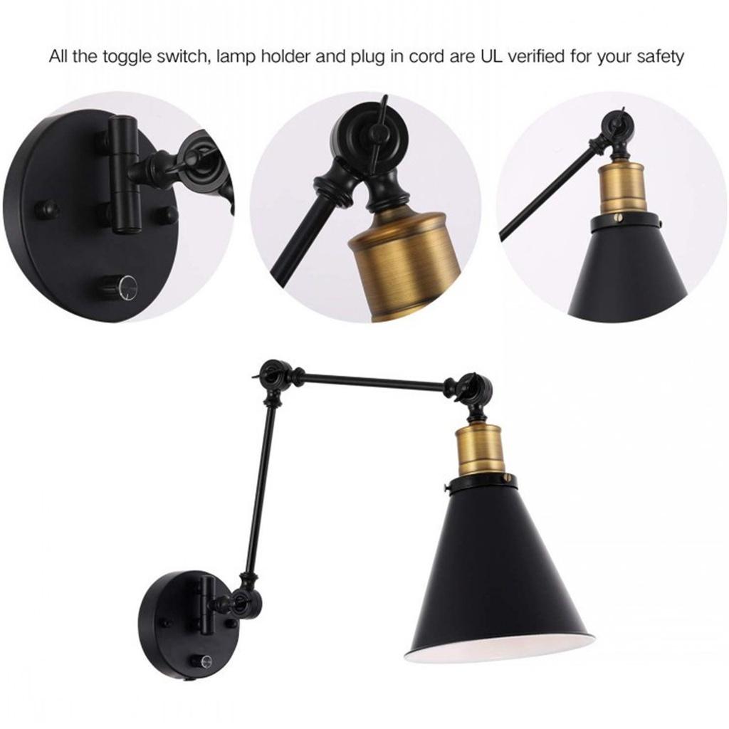Adjustable Vintage LED Wall Light E27 110-220V Loft Industrial Wall Lamps Retro Bed Bedside Light Black 60W