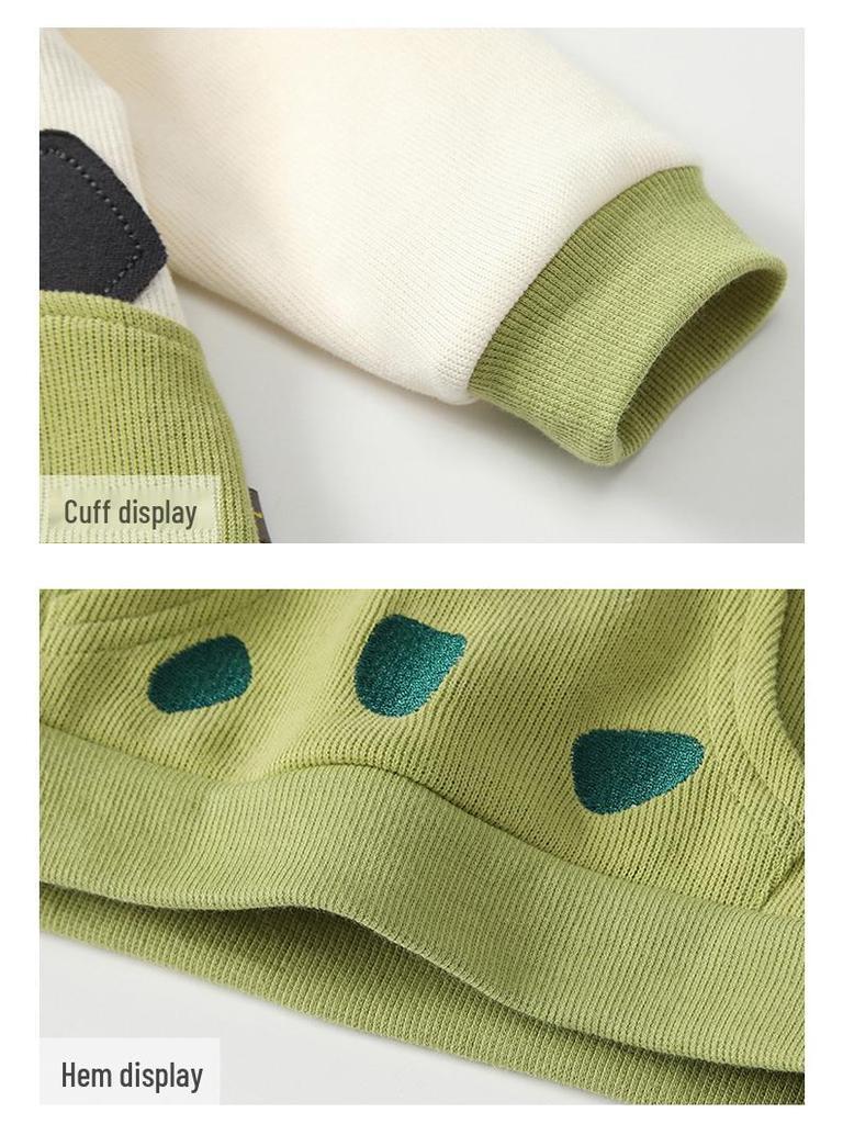 2025 Autumn Baby Boy Green Dinosaur Two-Piece Set: Long Sleeve & Pants for Casual Outings