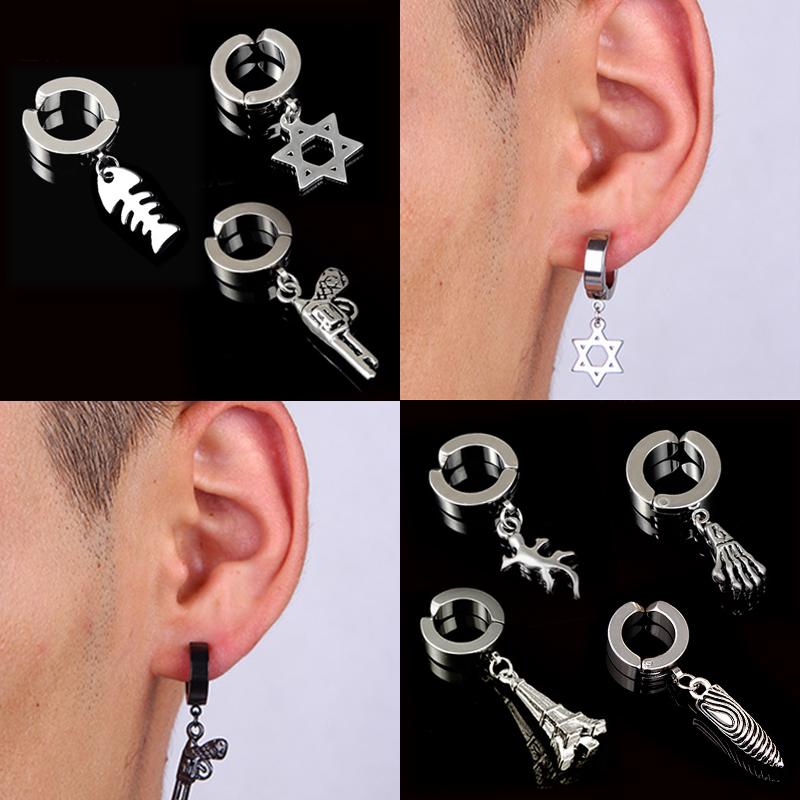 Серьги Simplicity, клипса для ушей в виде геккона, 1 шт., панк, без проколотых ушей, серьги-гвоздики для мужчин и женщин, рука призрака, титановая сталь, серебристо-черная железная башня