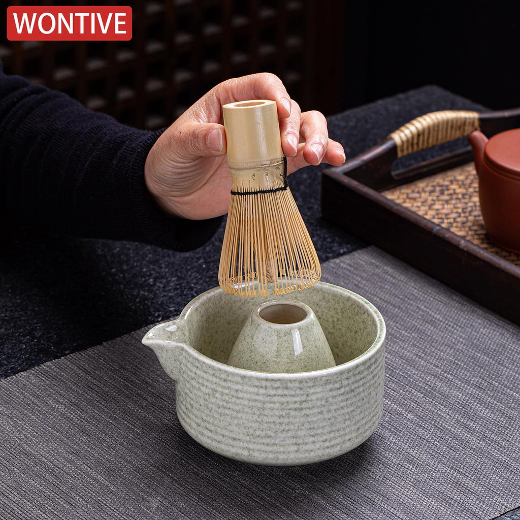 Matcha Grey Green Ceramic Matcha Bowl Large Capacity High Temperature Resistant Tea Salad Soup Bowl Smooth Green Tea Maker Cup