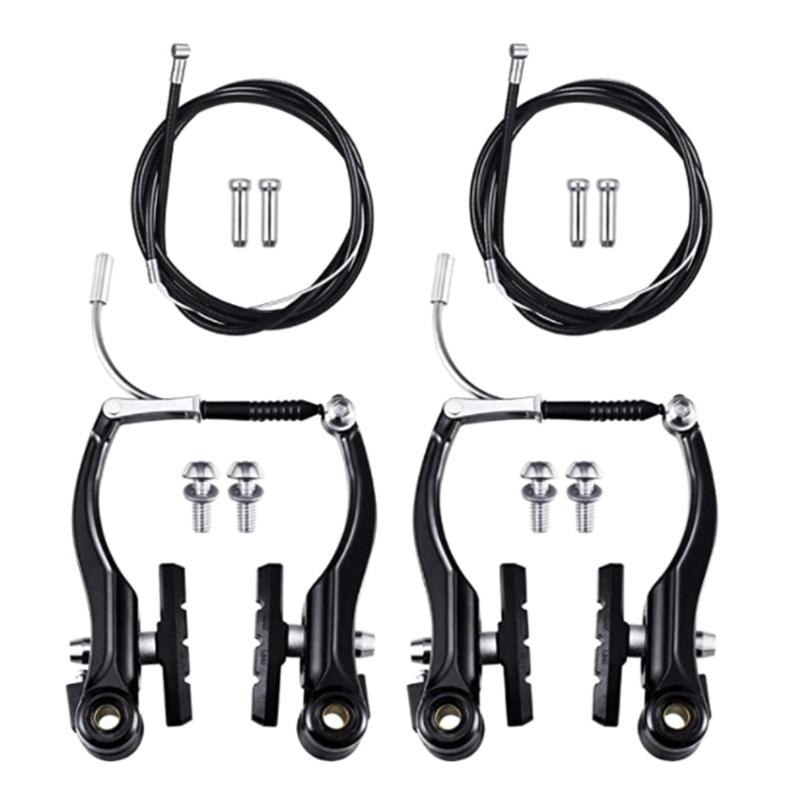 Aluminum Alloy Bicycles Brake Set Front and Rear Brake Cables and Brake Lever Kits for Mountain Bikes Easy Installation