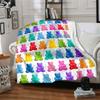 Colorful Gummy Bear Parade Gift Customizable Blanket Customize Text Durable Comfort Great For Sofa Couch Office Bed Picnics All Season Use Stylish