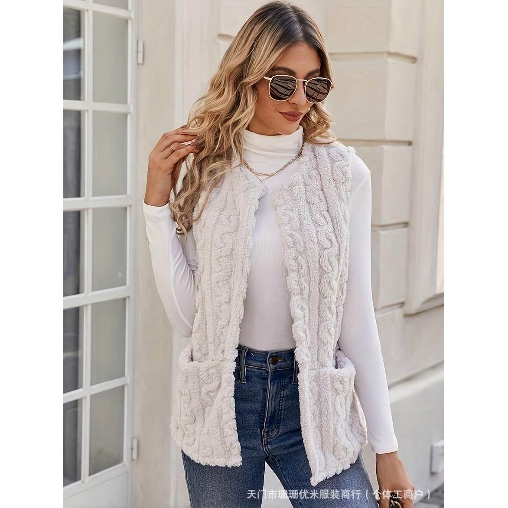 New Autumn and Winter Vest with Fur Coat and Versatile Jacket, Featuring A Camisole Shoulder and Imitation Lamb Wool Vest