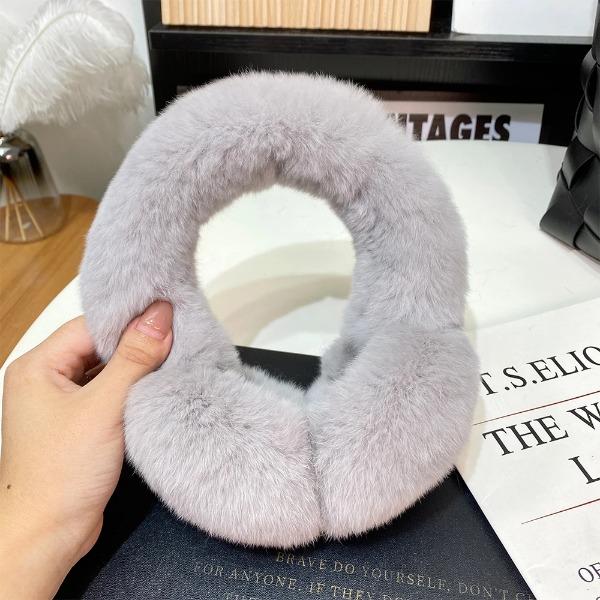 Women Winter Real Rex Rabbit Fur Earmuffs Soft Fluffy Natural Rex Rabbit Fur Ear Protection Girls Fashion Earmuffs