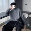 Мужской шерстяной свитер в корейском стиле с высоким воротником 2025 - Осень/Зима, вязаный, свободного кроя