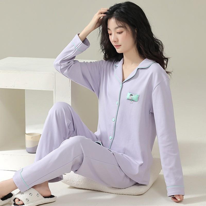 Women's Cardigan Long-sleeved Long Pants Cotton Pajamas Homewear   New Women's Cute Cartoon Comfortable Suit Can Be Worn Outside