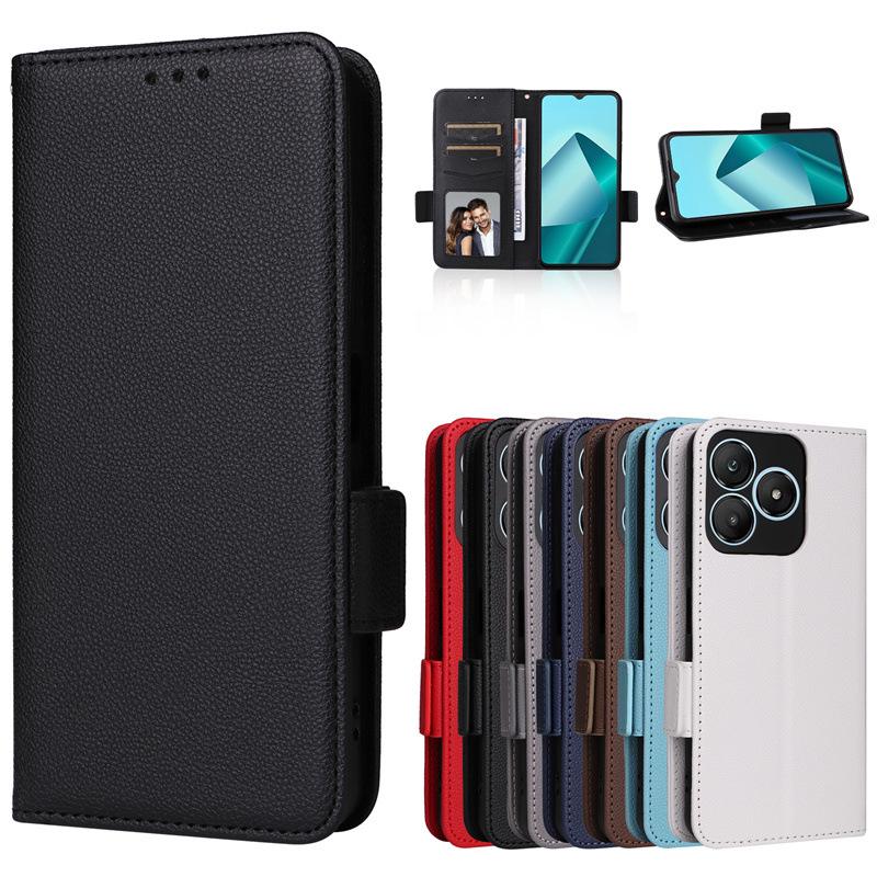Кожаный чехол Wiko T20 с рисунком личи, слотом для карт и ремешком