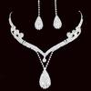 Bridal Wedding Party Rhinestone Water Drop Pendant Necklace Drop Earrings Set