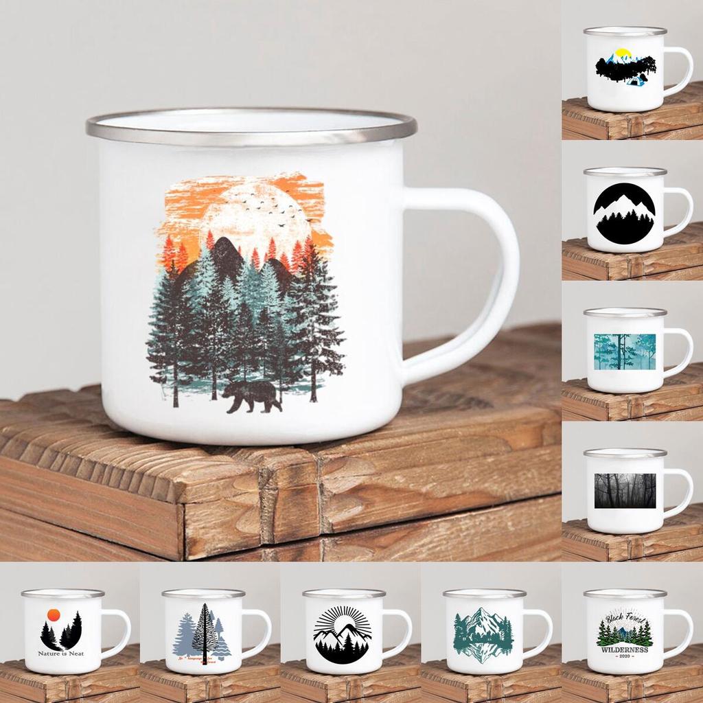 Эмалированная кружка для кофе Forest Camp Adventure Together Camping Cup Идея подарка для Camper Campfire Кружки для походов на открытом воздухе Фестиваль путешествий