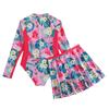 8-12 Years Kids Girls Swimwear Sets Zipper Long Sleeve Triangle Bodysuit and Skirt