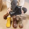 Winter New Leather Wool Martin Boots Casual Versatile Thickened Velvet Non-slip Flat Cotton Shoes Women's Short Boots