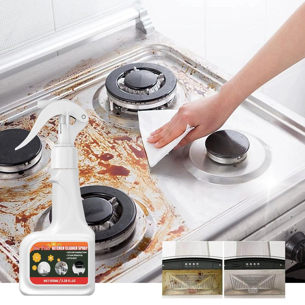 Kitchen Degreaser Spray Heavy Duty Oil Stain Remover for Stove Range Hood Sink Counter Cleaning 100ml
