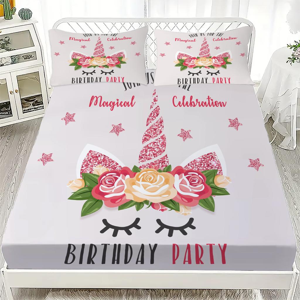 Комплект простыней с 3D цветочным принтом, натяжные простыни с 1/2 наволочками, на заказ, подходит как для мальчиков, так и для девочек, декор