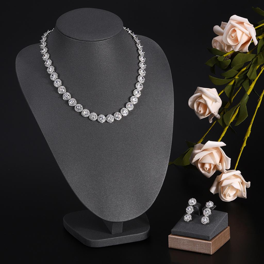 Ювелирные изделия в европейском и американском стиле, ожерелье с каплями воды из циркона, женственное свадебное платье, высококачественные свадебные украшения, комплект сережек-гвоздиков