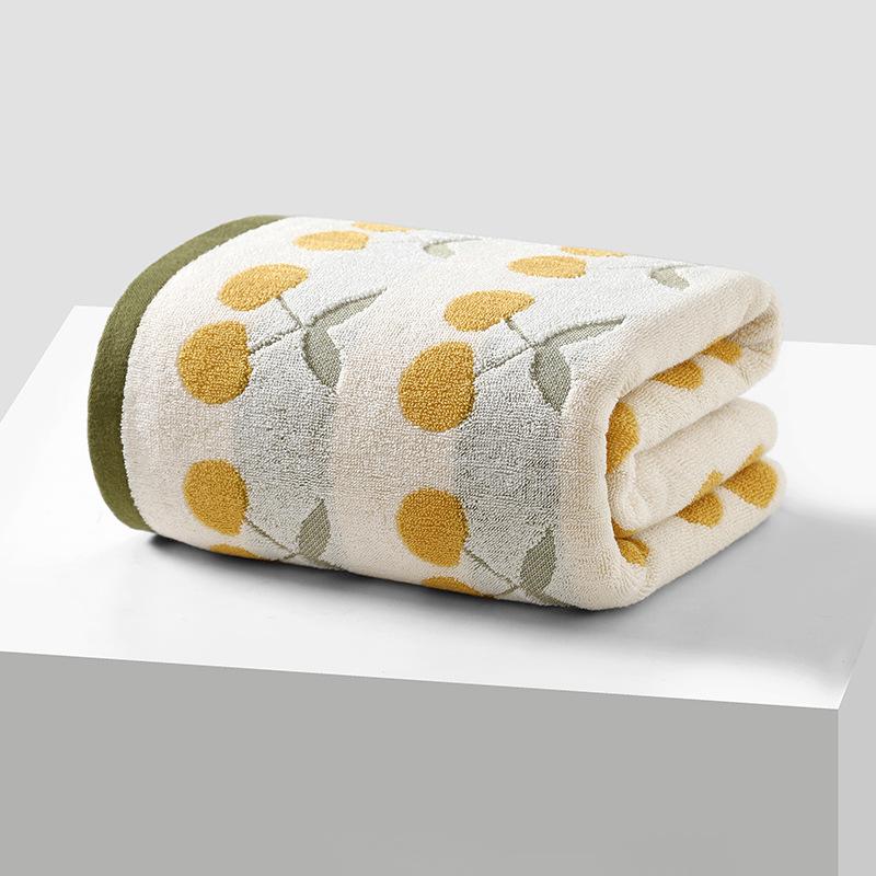 Luxury Yarn-Dyed Jacquard Cotton Bath Towel - Soft, Absorbent, Thick, and Large