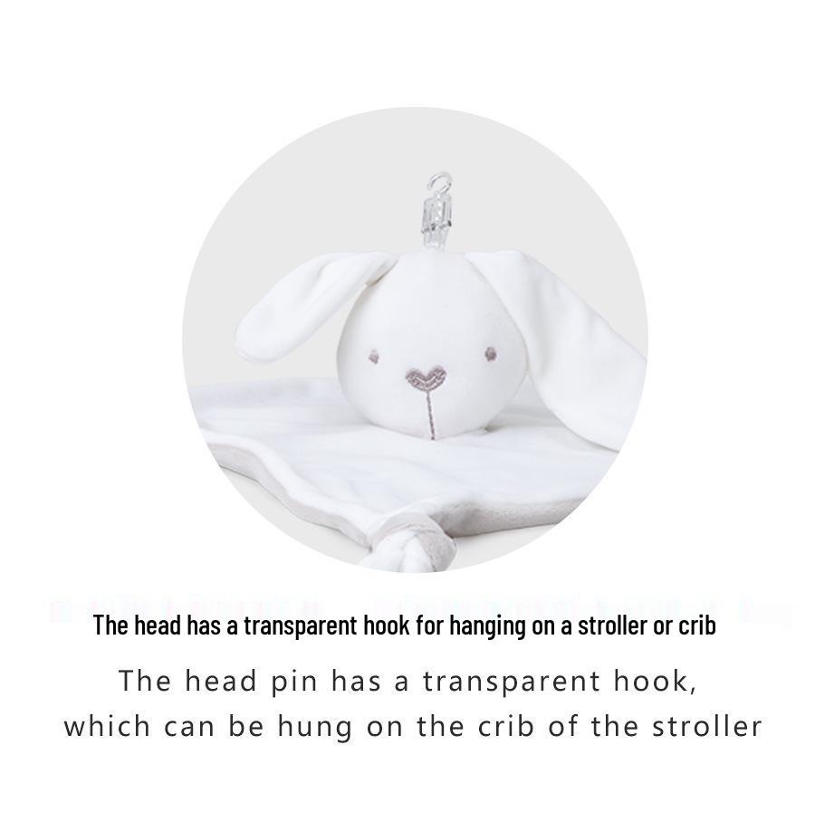 Infant & Toddler Soothing Towel Bib with Cartoon Elephant & Rabbit Design - Handy Doll-shaped Comfort Handkerchief.