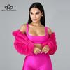 Sexy Solid Color Plush Short Candy Color Coat Imitation Fur Top Solid Color Cardigan Fashion Casual Warn Faux Fur Coat